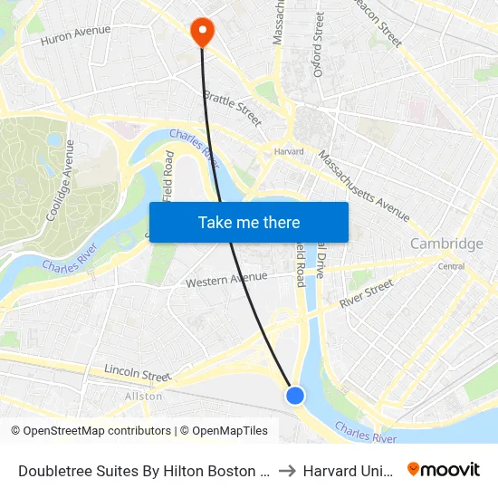 Doubletree Suites By Hilton Boston - Cambridge to Harvard University map