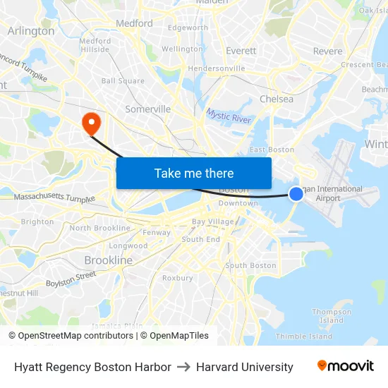 Hyatt Regency Boston Harbor to Harvard University map