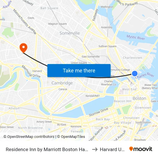 Residence Inn by Marriott Boston Harbor on Tudor Wharf to Harvard University map