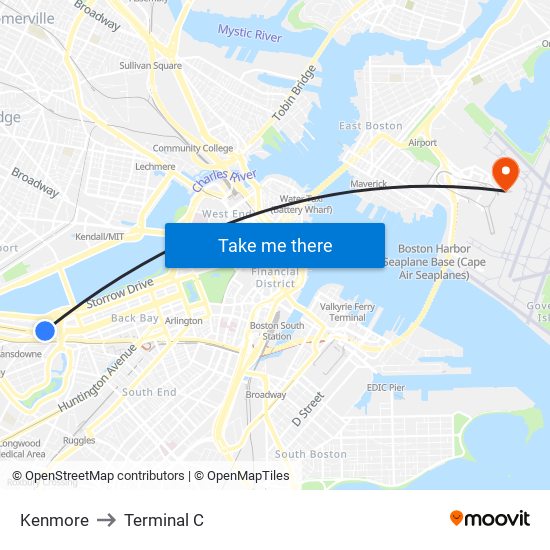 Kenmore to Terminal C map