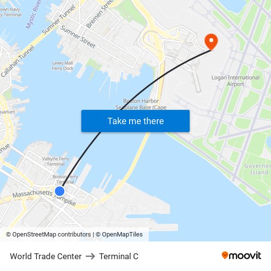World Trade Center to Terminal C map
