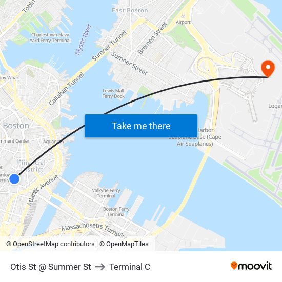Otis St @ Summer St to Terminal C map