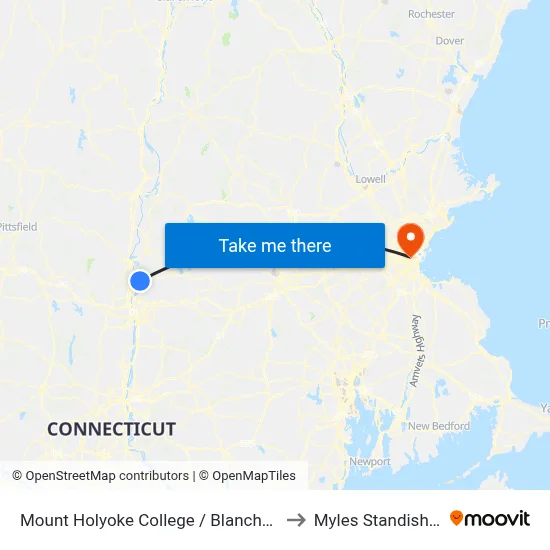 Mount Holyoke College / Blanchard Hall to Myles Standish Hall map