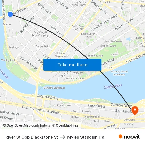 River St Opp Blackstone St to Myles Standish Hall map