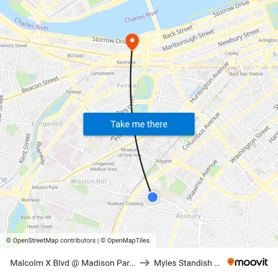 Malcolm X Blvd @ Madison Park Hs to Myles Standish Hall map