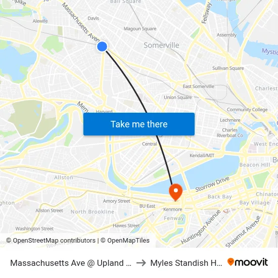 Massachusetts Ave @ Upland Rd to Myles Standish Hall map