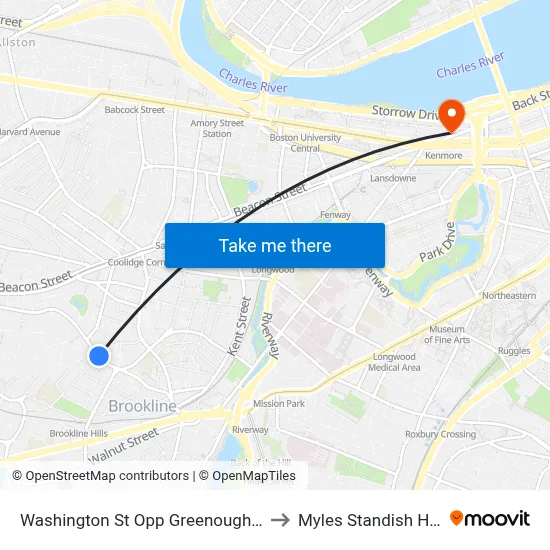 Washington St Opp Greenough St to Myles Standish Hall map