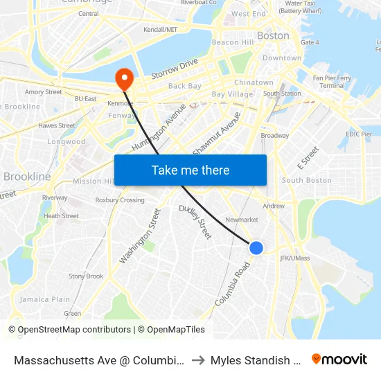 Massachusetts Ave @ Columbia Rd to Myles Standish Hall map