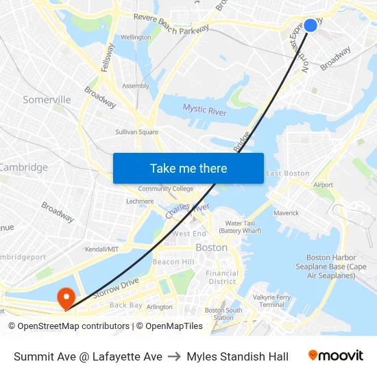 Summit Ave @ Lafayette Ave to Myles Standish Hall map