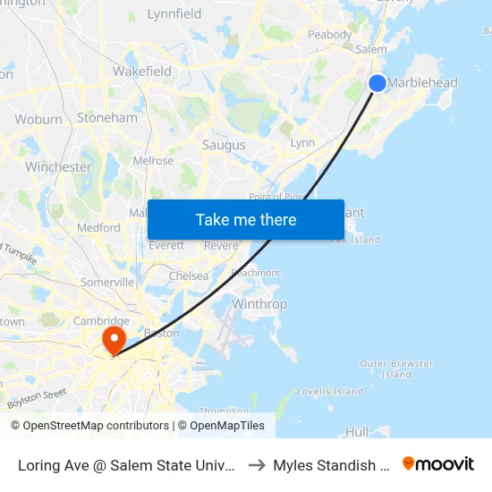 Loring Ave @ Salem State University to Myles Standish Hall map