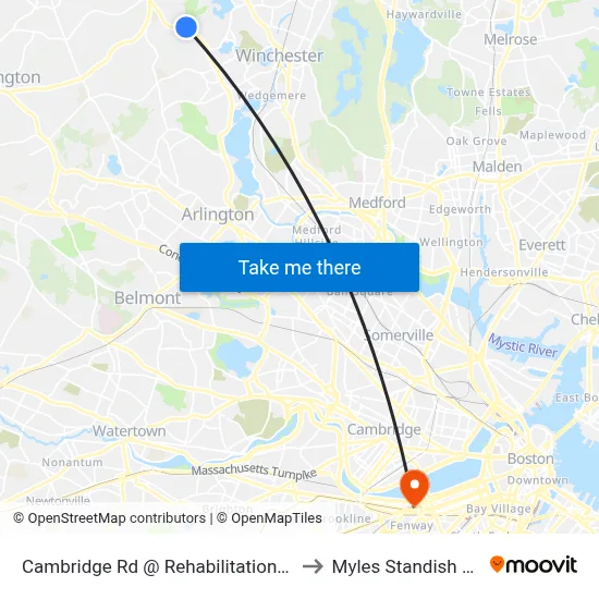 Cambridge Rd @ Rehabilitation Way to Myles Standish Hall map