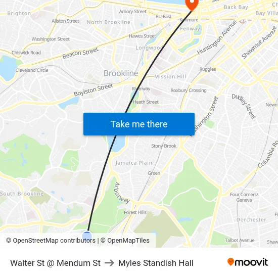 Walter St @ Mendum St to Myles Standish Hall map