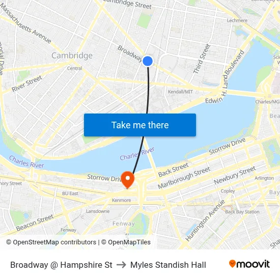 Broadway @ Hampshire St to Myles Standish Hall map