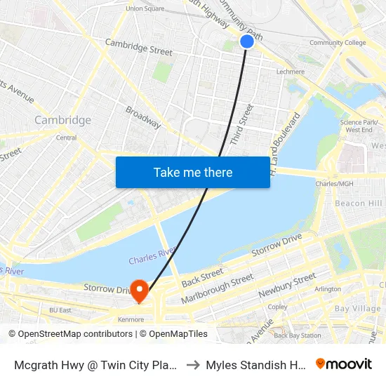 Mcgrath Hwy @ Twin City Plaza to Myles Standish Hall map