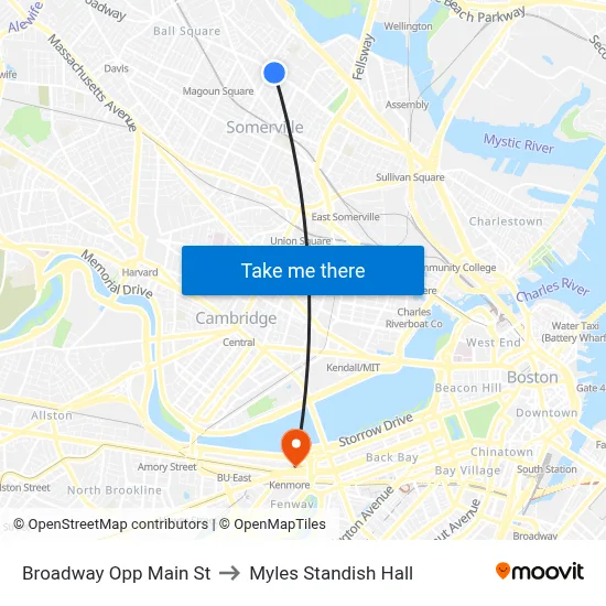 Broadway Opp Main St to Myles Standish Hall map