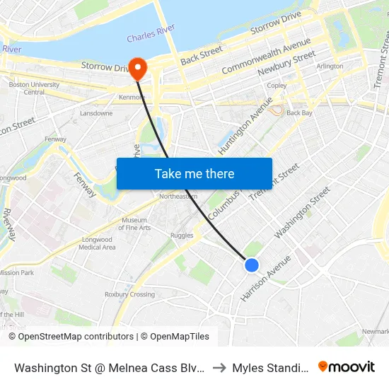 Washington St @ Melnea Cass Blvd - Silver Line to Myles Standish Hall map