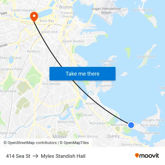 414 Sea St to Myles Standish Hall map