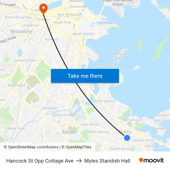 Hancock St Opp Cottage Ave to Myles Standish Hall map