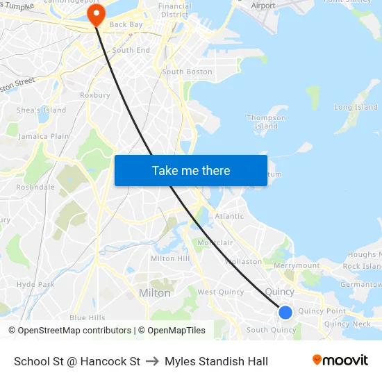 School St @ Hancock St to Myles Standish Hall map
