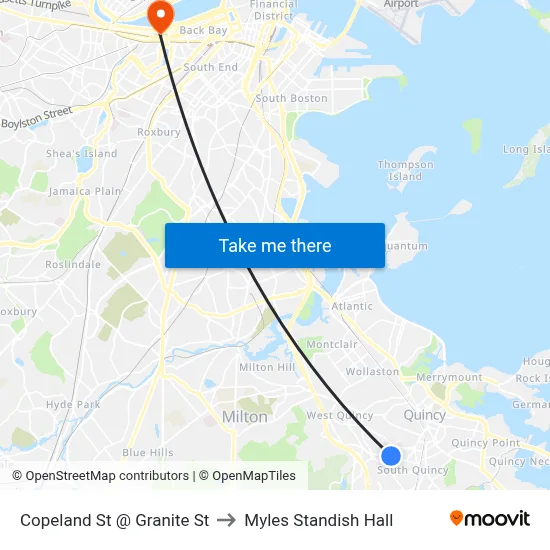 Copeland St @ Granite St to Myles Standish Hall map