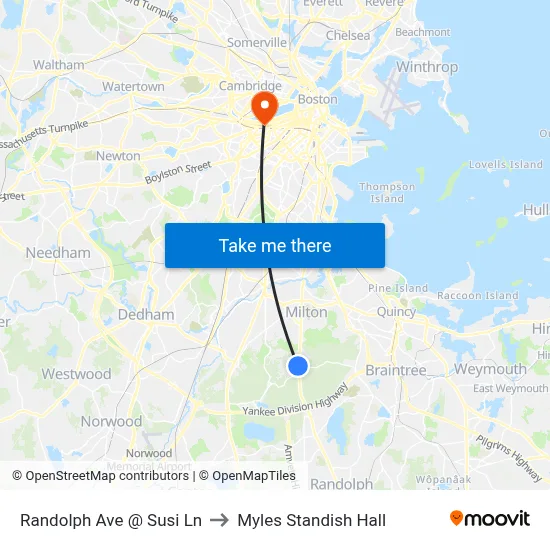 Randolph Ave @ Susi Ln to Myles Standish Hall map