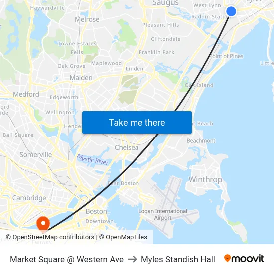 Market Square @ Western Ave to Myles Standish Hall map