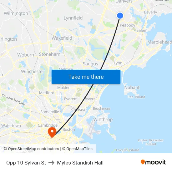 Opp 10 Sylvan St to Myles Standish Hall map