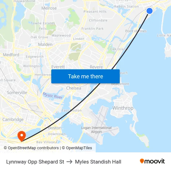 Lynnway Opp Shepard St to Myles Standish Hall map
