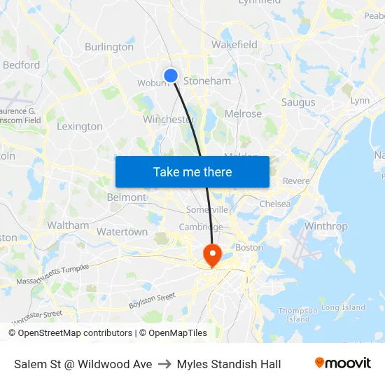 Salem St @ Wildwood Ave to Myles Standish Hall map