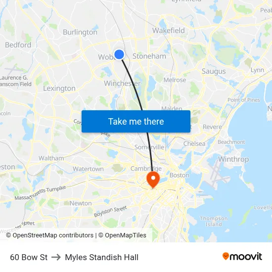60 Bow St to Myles Standish Hall map