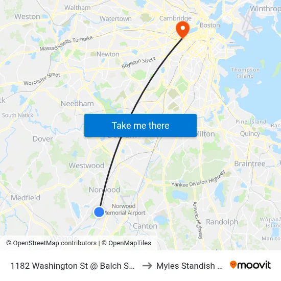 1182 Washington St @ Balch School to Myles Standish Hall map