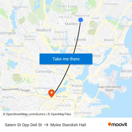 Salem St Opp Dell St to Myles Standish Hall map