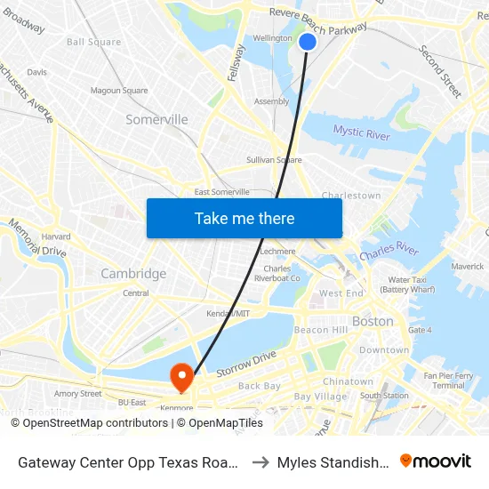 Gateway Center Opp Texas Roadhouse to Myles Standish Hall map