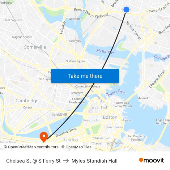 Chelsea St @ S Ferry St to Myles Standish Hall map