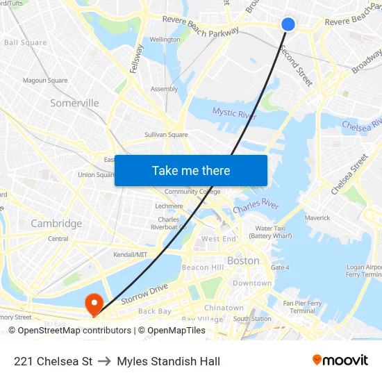 221 Chelsea St to Myles Standish Hall map