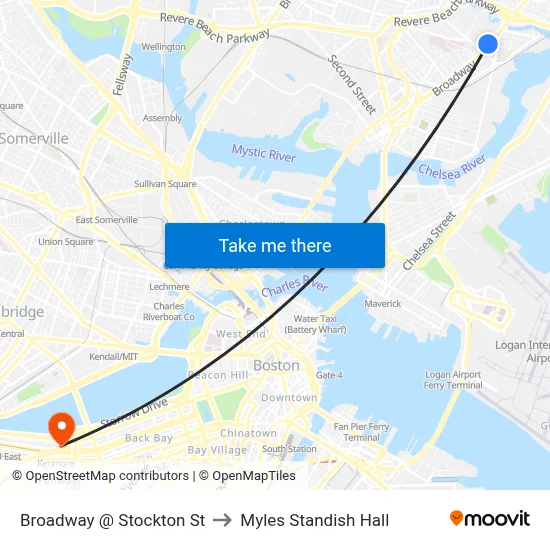 Broadway @ Stockton St to Myles Standish Hall map