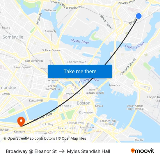 Broadway @ Eleanor St to Myles Standish Hall map