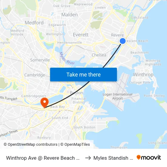 Winthrop Ave @ Revere Beach Pkway to Myles Standish Hall map