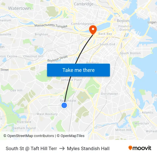 South St @ Taft Hill Terr to Myles Standish Hall map