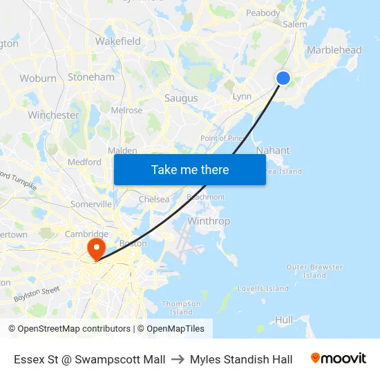 Essex St @ Swampscott Mall to Myles Standish Hall map