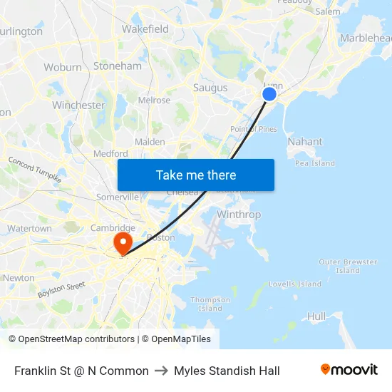 Franklin St @ N Common to Myles Standish Hall map