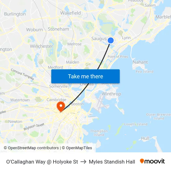 O'Callaghan Way @ Holyoke St to Myles Standish Hall map