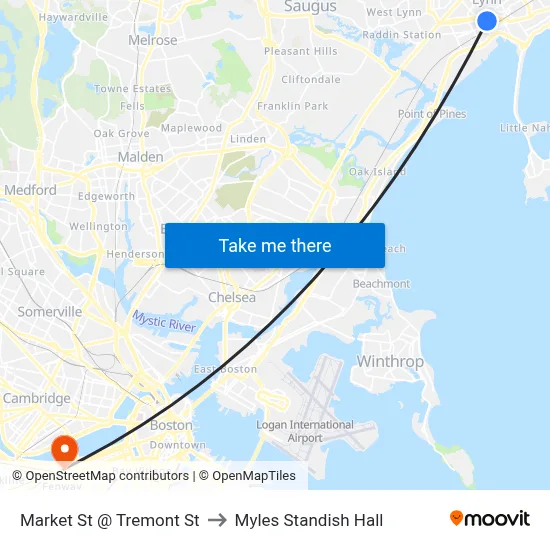 Market St @ Tremont St to Myles Standish Hall map