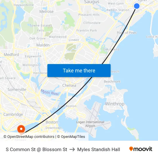 S Common St @ Blossom St to Myles Standish Hall map