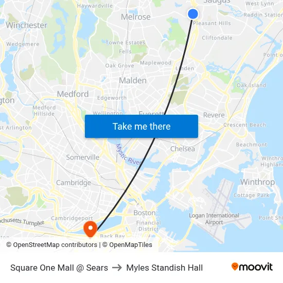 Square One Mall @ Sears to Myles Standish Hall map