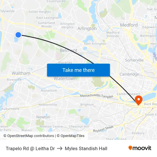 Trapelo Rd @ Leitha Dr to Myles Standish Hall map
