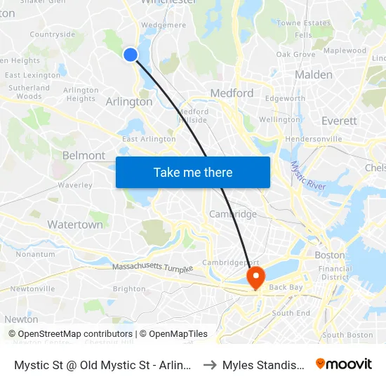 Mystic St @ Old Mystic St - Arlington Line to Myles Standish Hall map