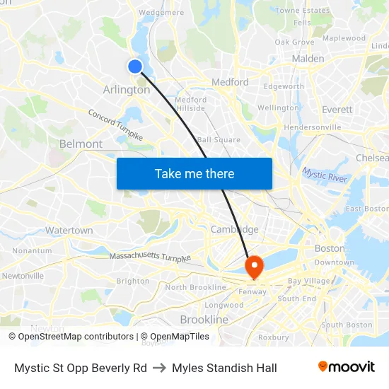 Mystic St Opp Beverly Rd to Myles Standish Hall map