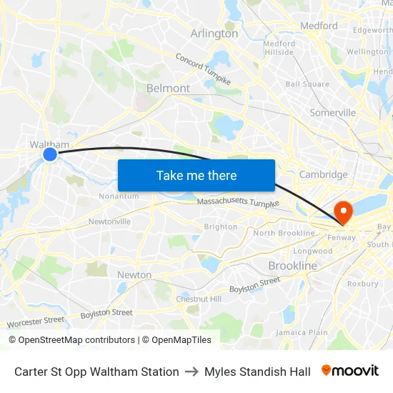 Carter St Opp Waltham Station to Myles Standish Hall map