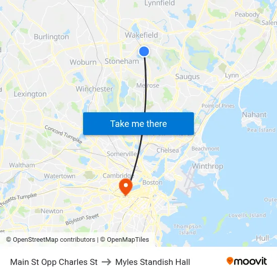 Main St Opp Charles St to Myles Standish Hall map